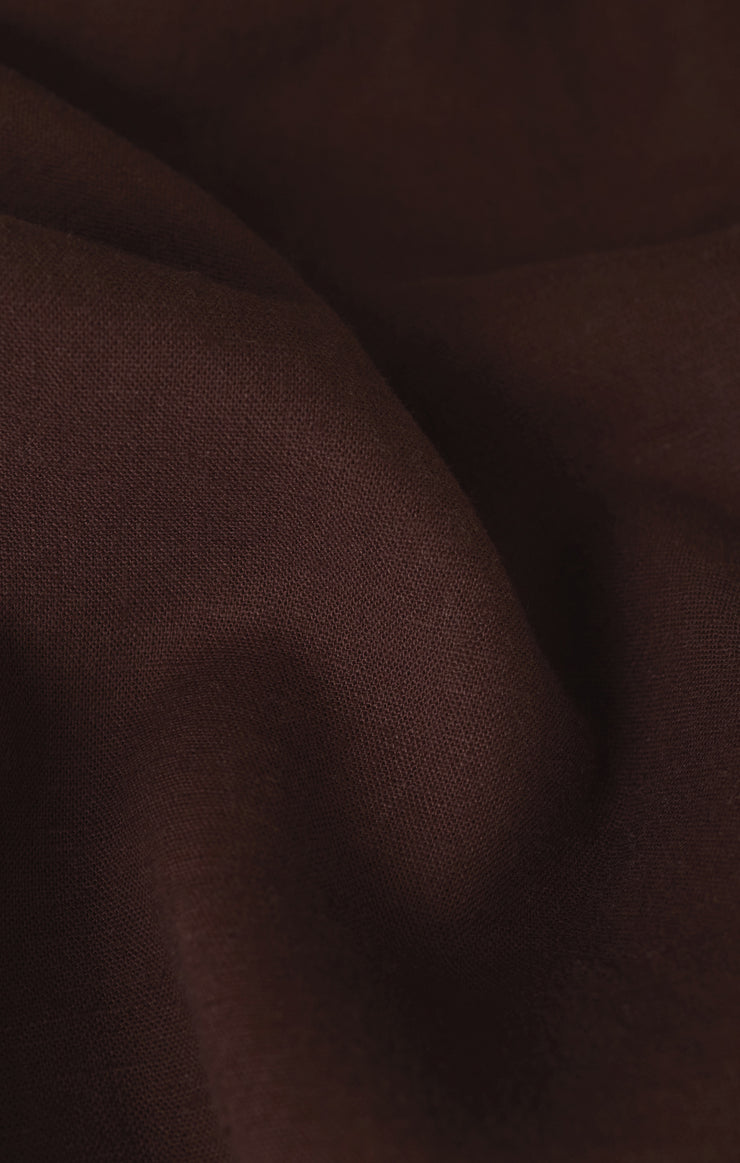 Sloane Linen Cropped Top - Chocolate Cherry