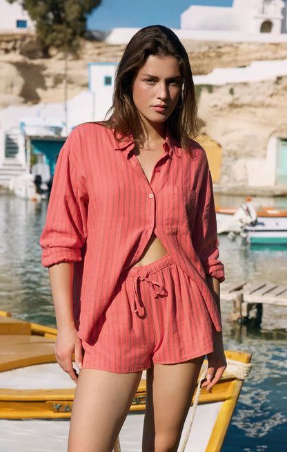 The Signature Striped Linen Top - Gelato