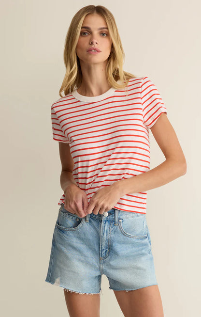 Junie Striped Tee - Lychee