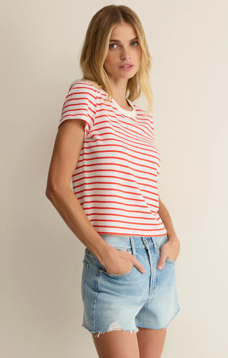 Junie Striped Tee - Lychee