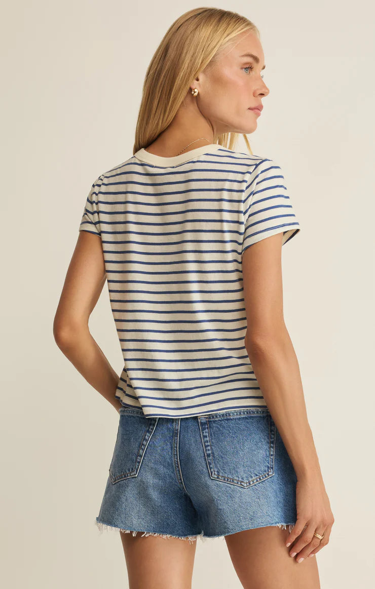 Junie Striped Tee - True Navy