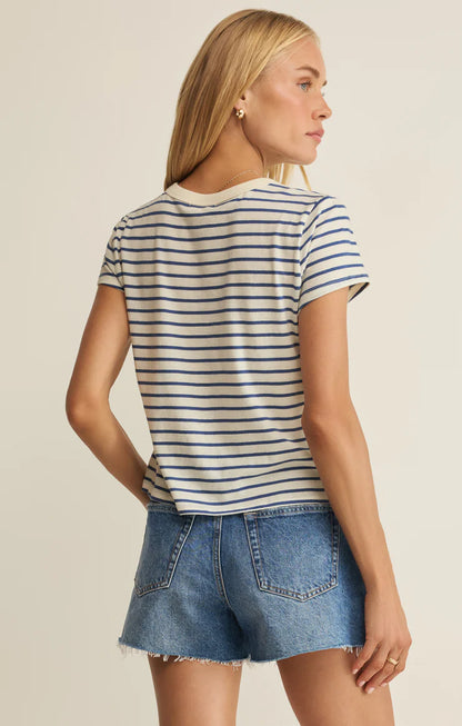 Junie Striped Tee - True Navy