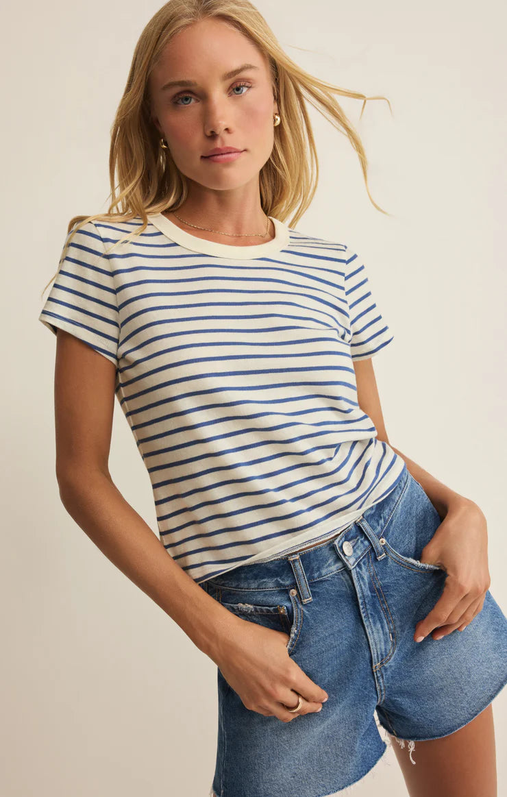 Junie Striped Tee - True Navy