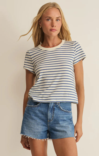 Junie Striped Tee - True Navy