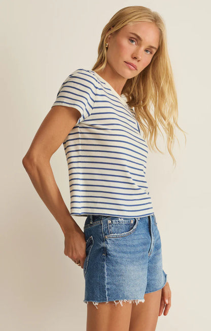 Junie Striped Tee - True Navy