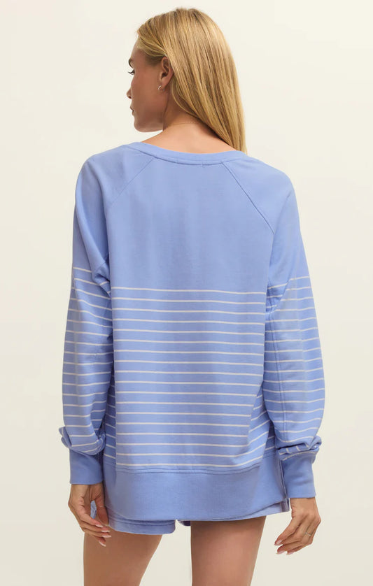 Weekender Stripe V-Neck - Barcelona Blue