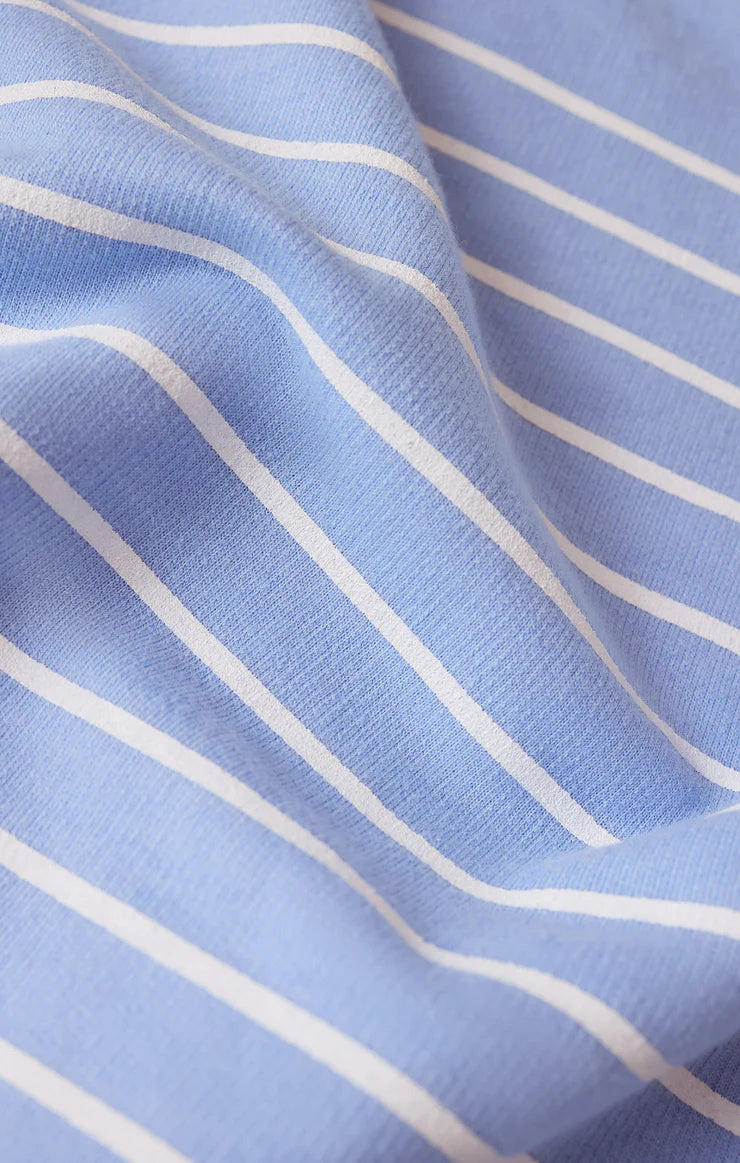 Weekender Stripe V-Neck - Barcelona Blue