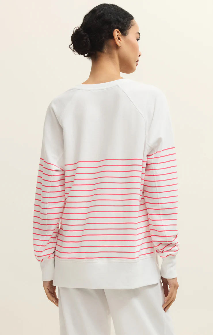 Weekender Stripe V-Neck - White - Spinout