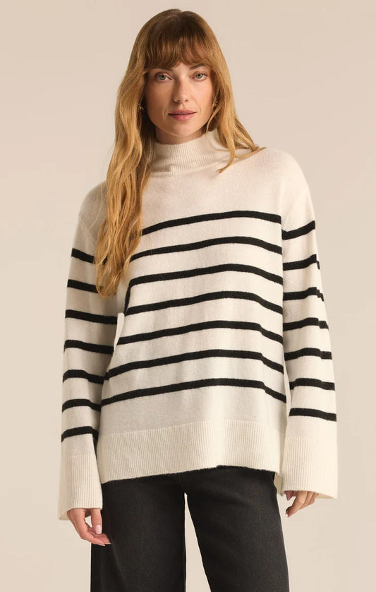 Z SUPPLY - Fin Stripe Turtleneck Sweater - Sea Salt