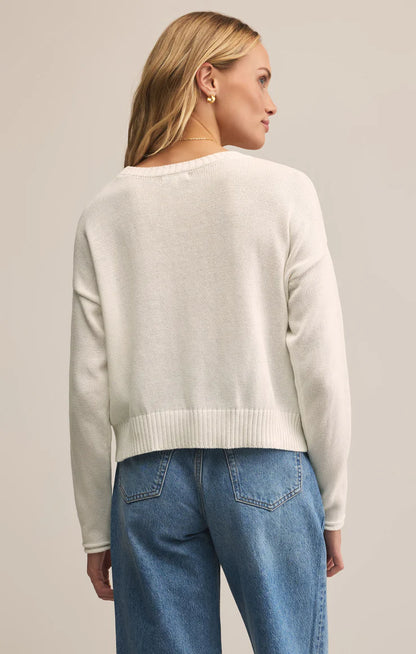 Sienna Lucky Star Embroidered Sweater - White