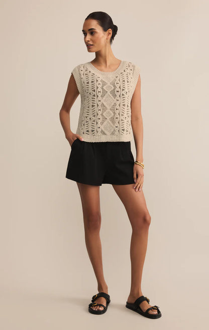 Baroque Crochet Sweater Top - Crystal