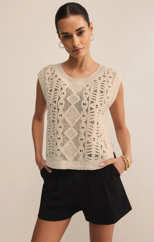 Baroque Crochet Sweater Top - Crystal