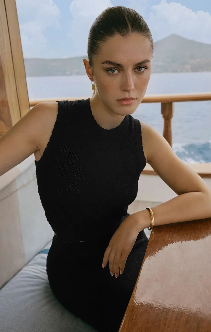 Ramona Cropped Sweater Tank - Black - Spinout