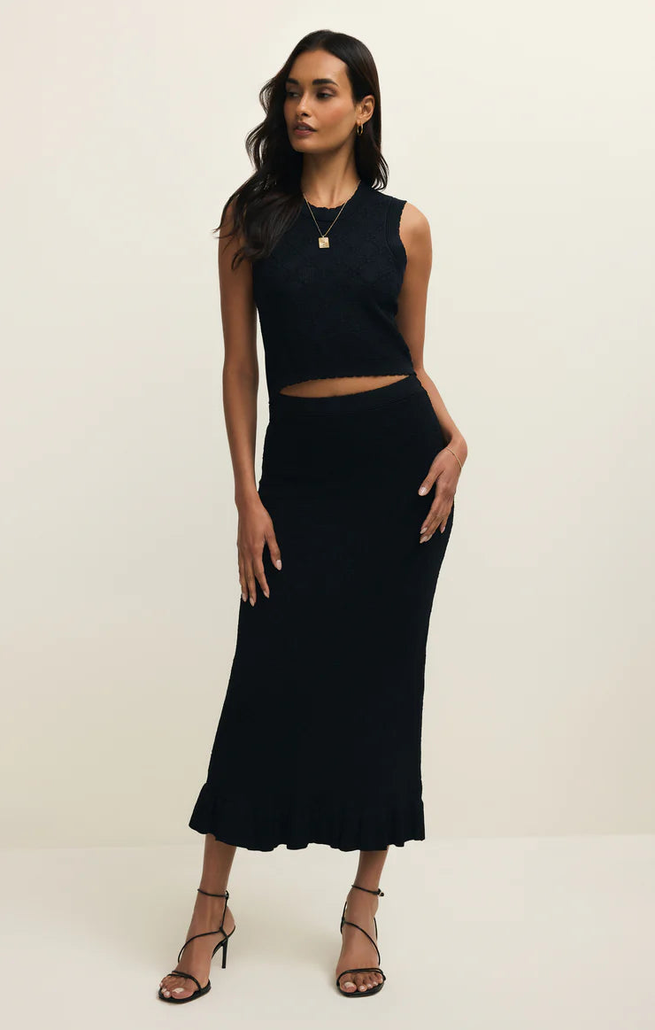 Ramona Cropped Sweater Tank - Black - Spinout