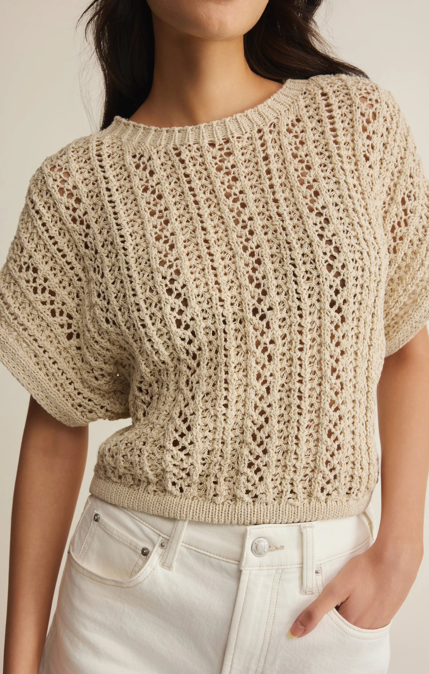 Ballast Crochet Sweater Top - Natural