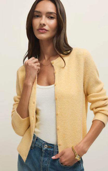 Medina Cozy Rib Cardigan - Custard
