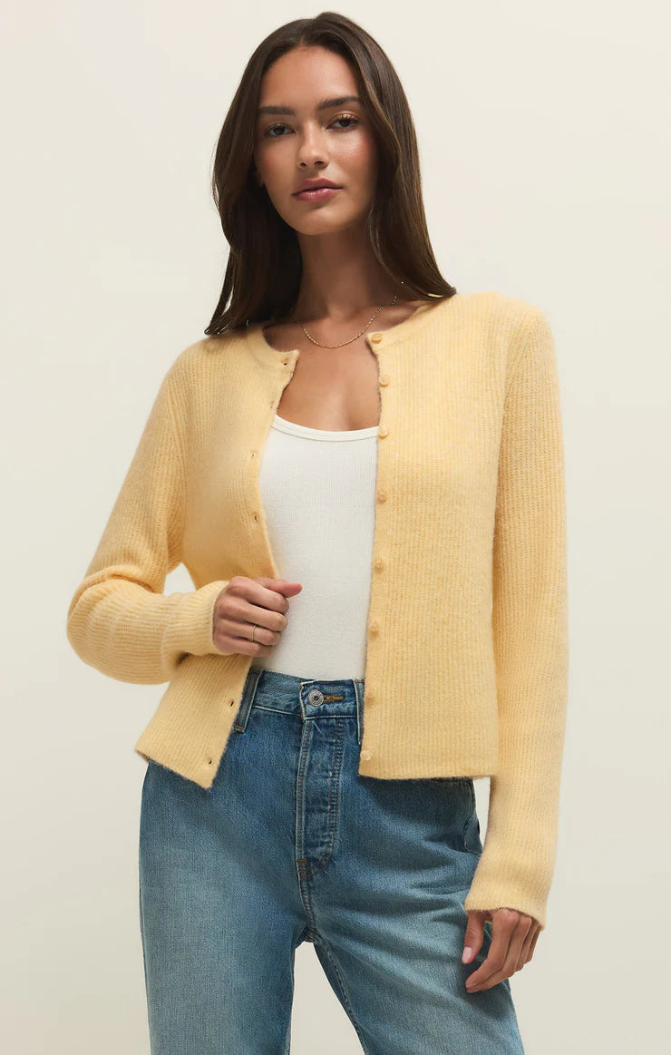 Medina Cozy Rib Cardigan - Custard