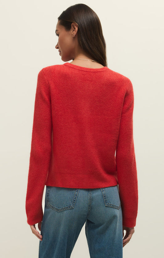 Medina Cozy Rib Cardigan - Red Lotus