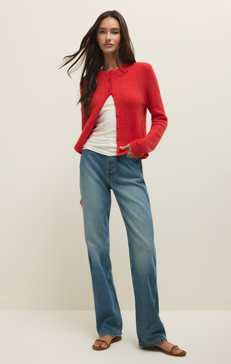 Medina Cozy Rib Cardigan - Red Lotus
