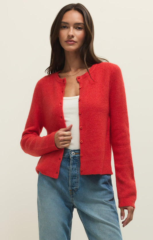 Medina Cozy Rib Cardigan - Red Lotus