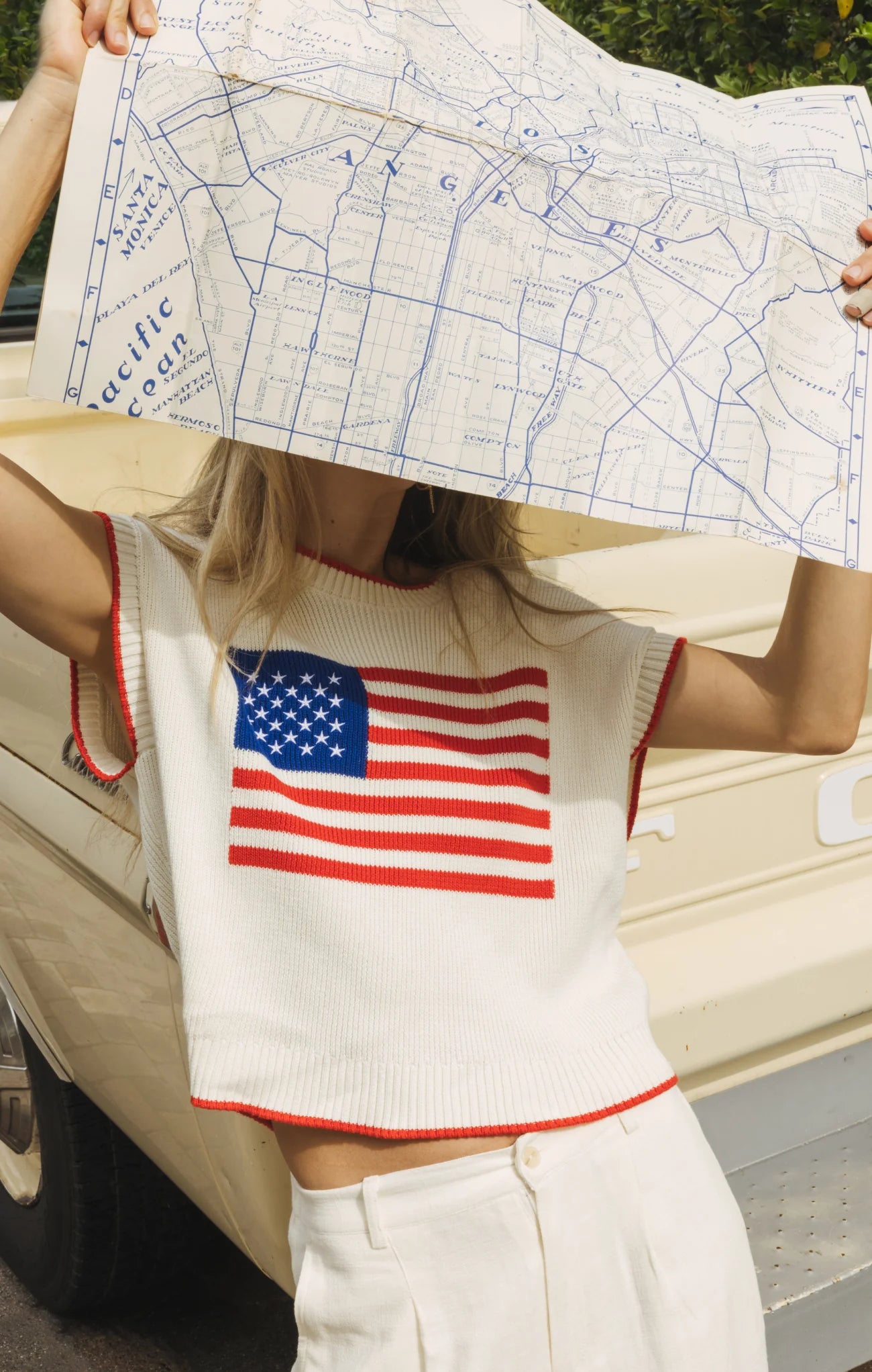 Sleeveless Patriot Sweater - Cloud