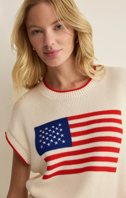 Sleeveless Patriot Sweater - Cloud