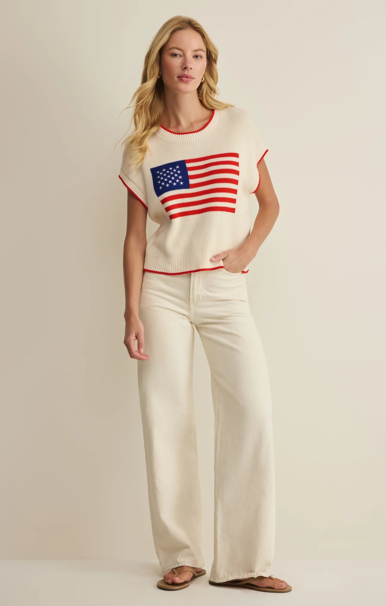 Sleeveless Patriot Sweater - Cloud