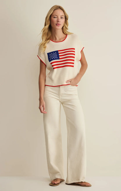 Sleeveless Patriot Sweater - Cloud