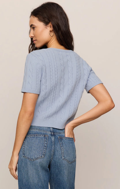 Cera Short Sleeve Cardigan - Skyline