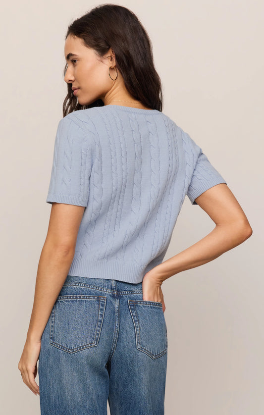 Cera Short Sleeve Cardigan - Skyline