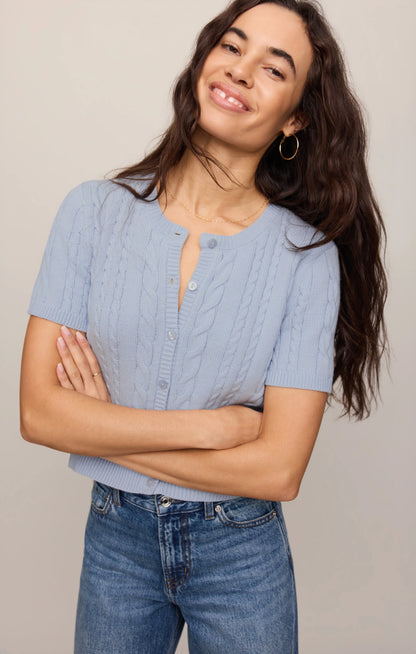 Cera Short Sleeve Cardigan - Skyline