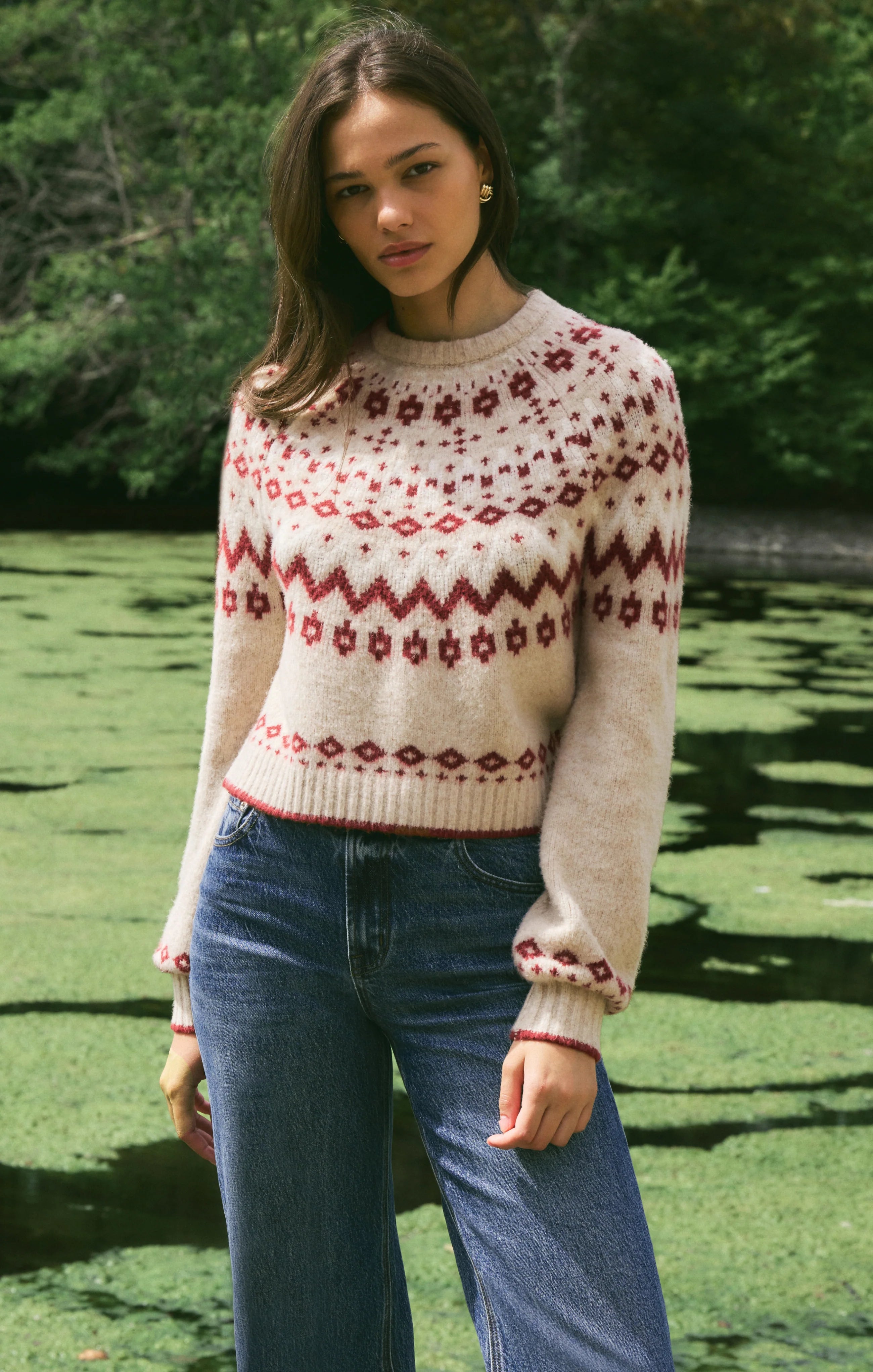 String The Lights Fair Isle Sweater - Oatmeal Heather