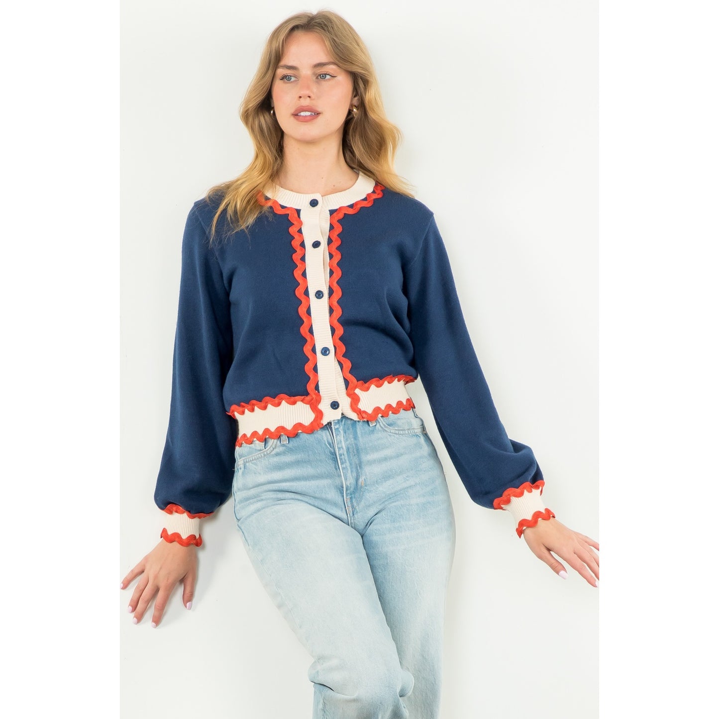 THML - Button Up Knit Cardigan - Navy