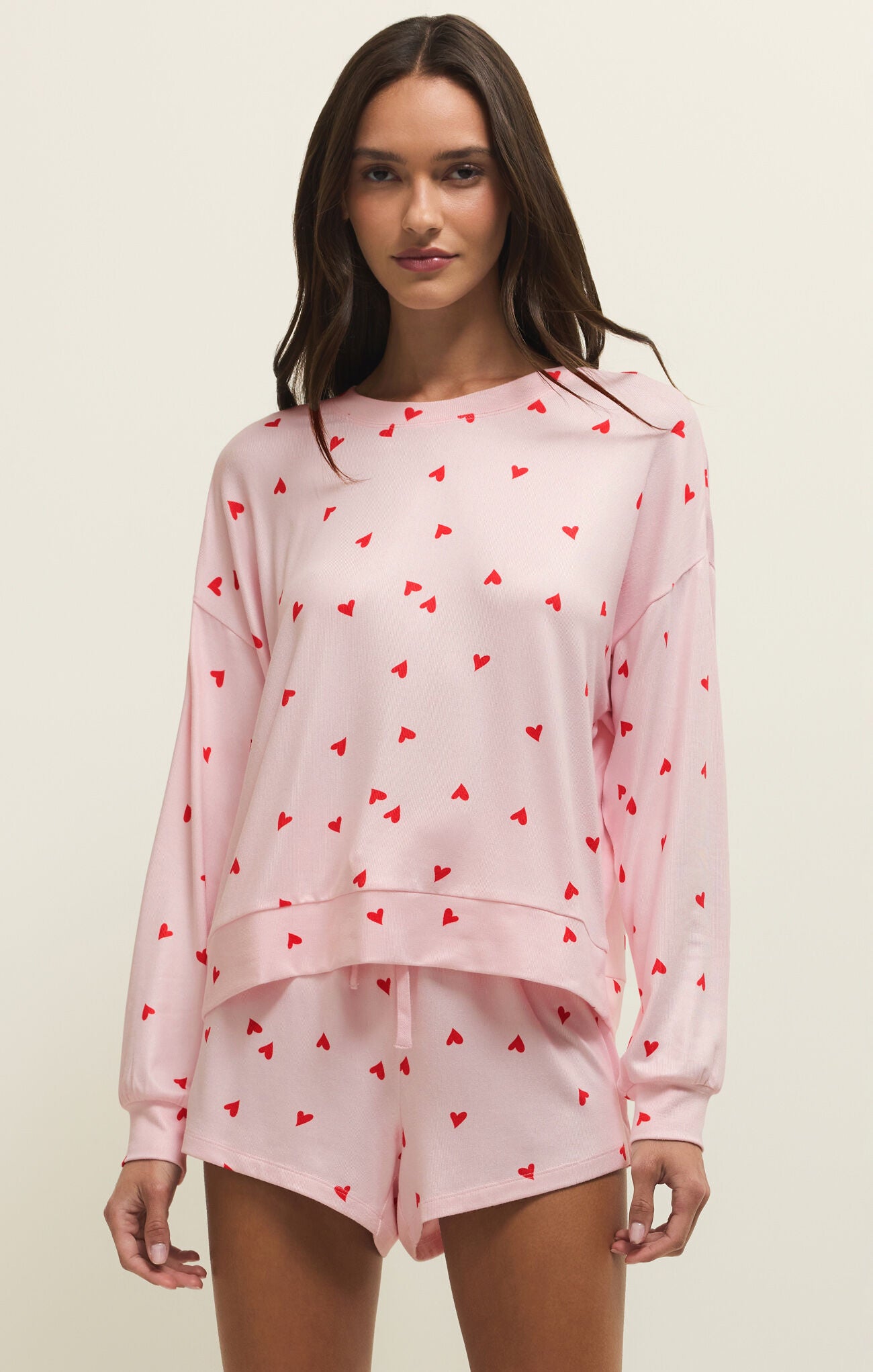 Mira Heart Long Sleeve Top - Pink Marshmallow