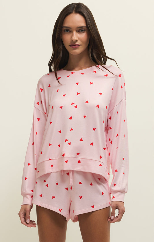 Mira Heart Long Sleeve Top - Pink Marshmallow
