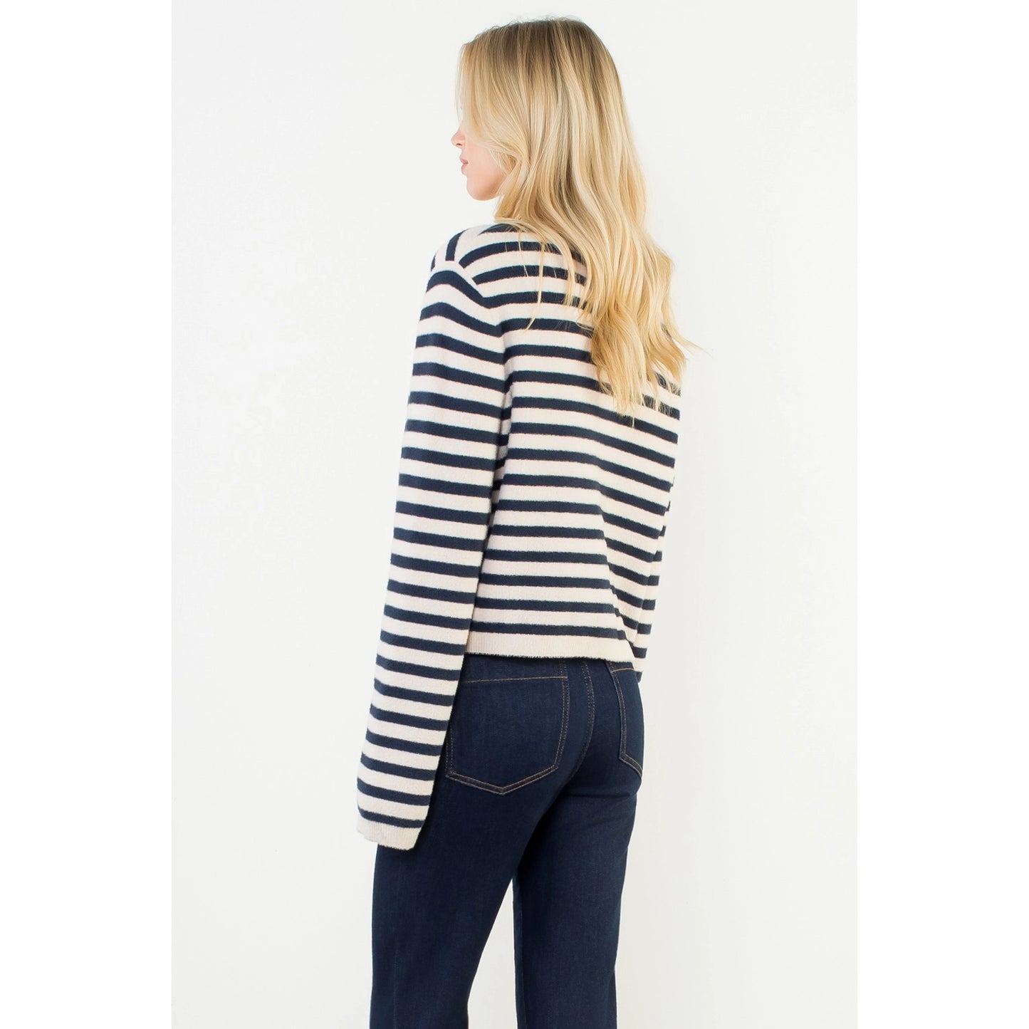 Striped Knit Cardigan - Cream