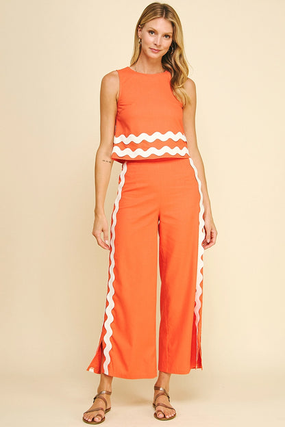 Embroidered Detail Crop Top - Sun Orange