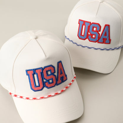 USA Patch Rope Trucker Hat - Royal Blue