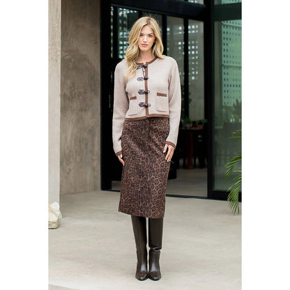 Toggle Button Knit Cardigan - Brown