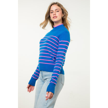 THML - Striped Knit Sweater - Blue