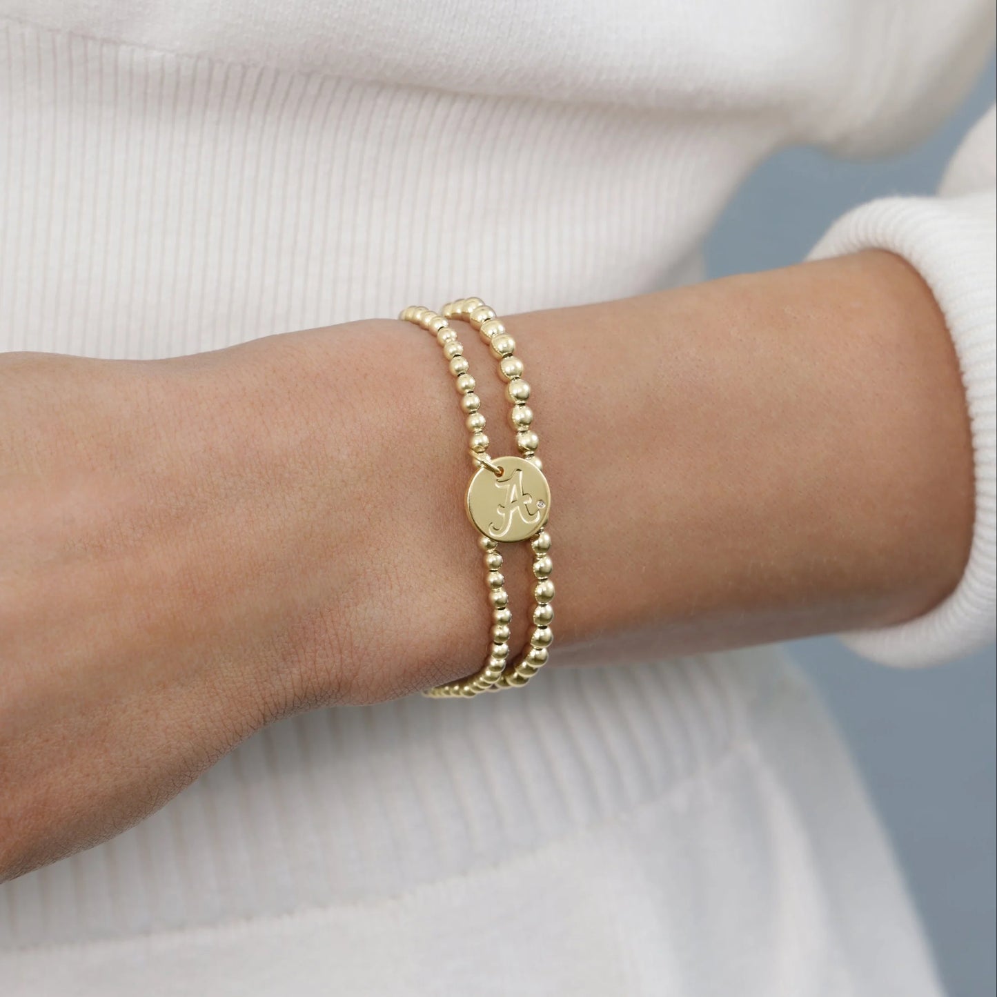 eCollegiate Classic Gold 3mm Bracelet - Alabama Disc