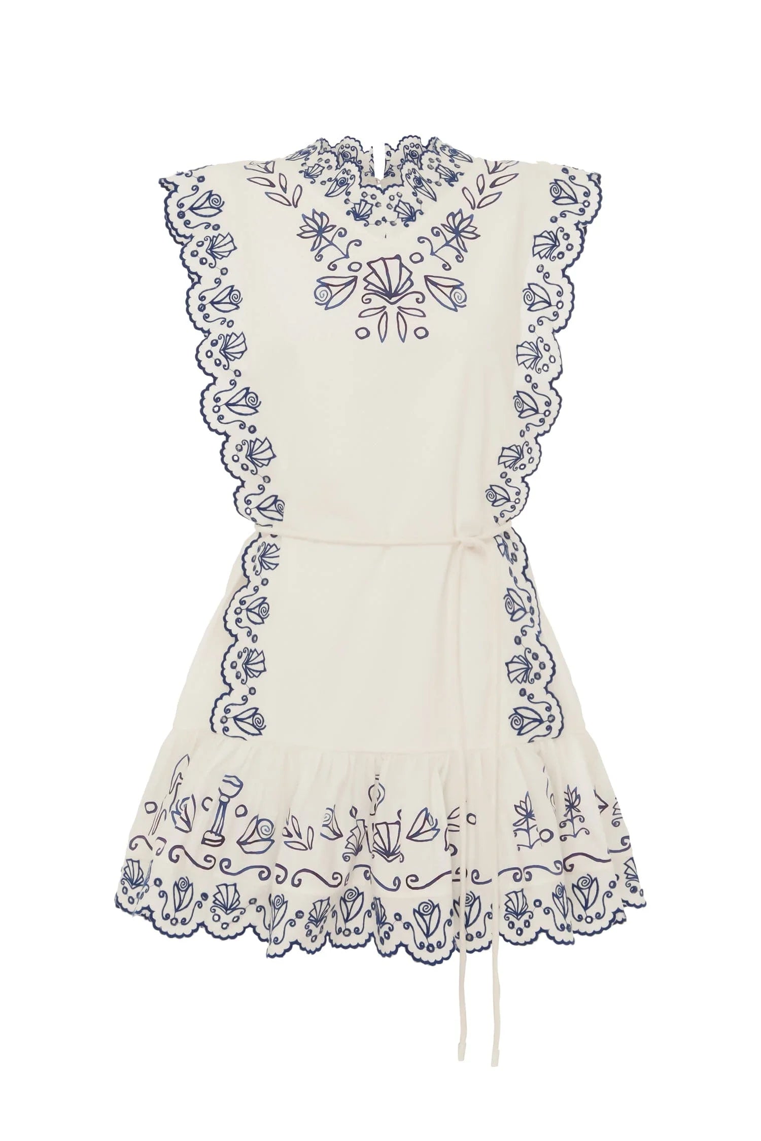 Leelah Embroidered Mini Dress - Cream