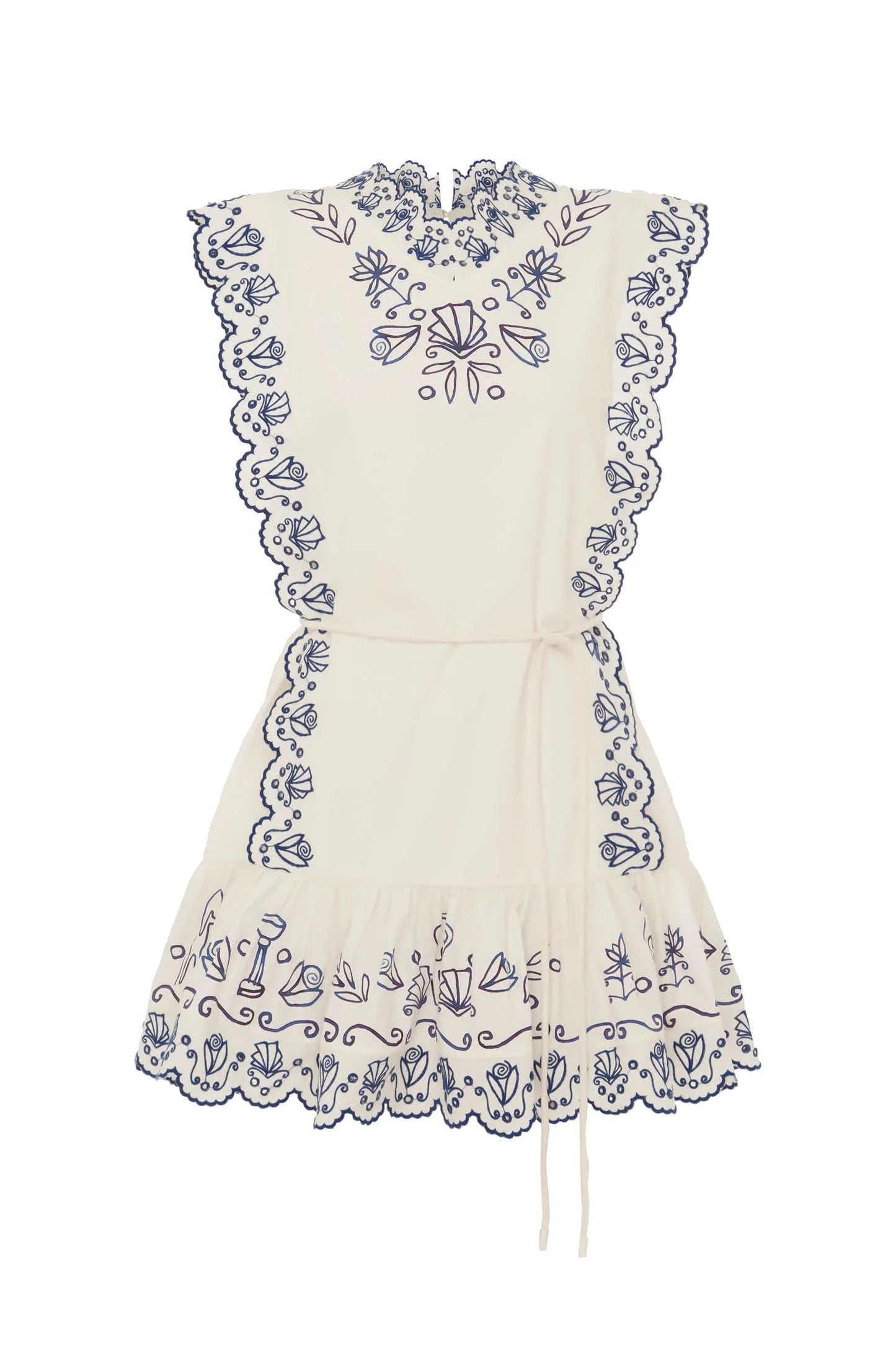 Leelah Embroidered Mini Dress - Cream