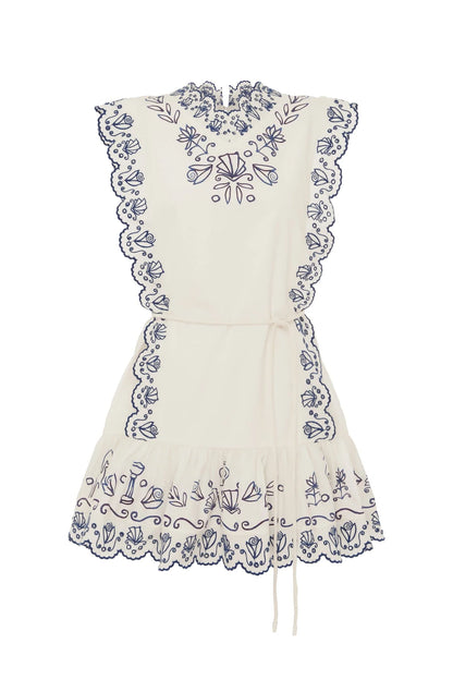 Leelah Embroidered Mini Dress - Cream
