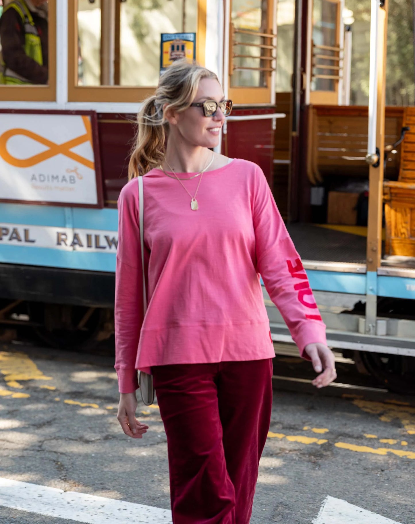 Amour Cotton Slub Tee - Parfait Pink/Red