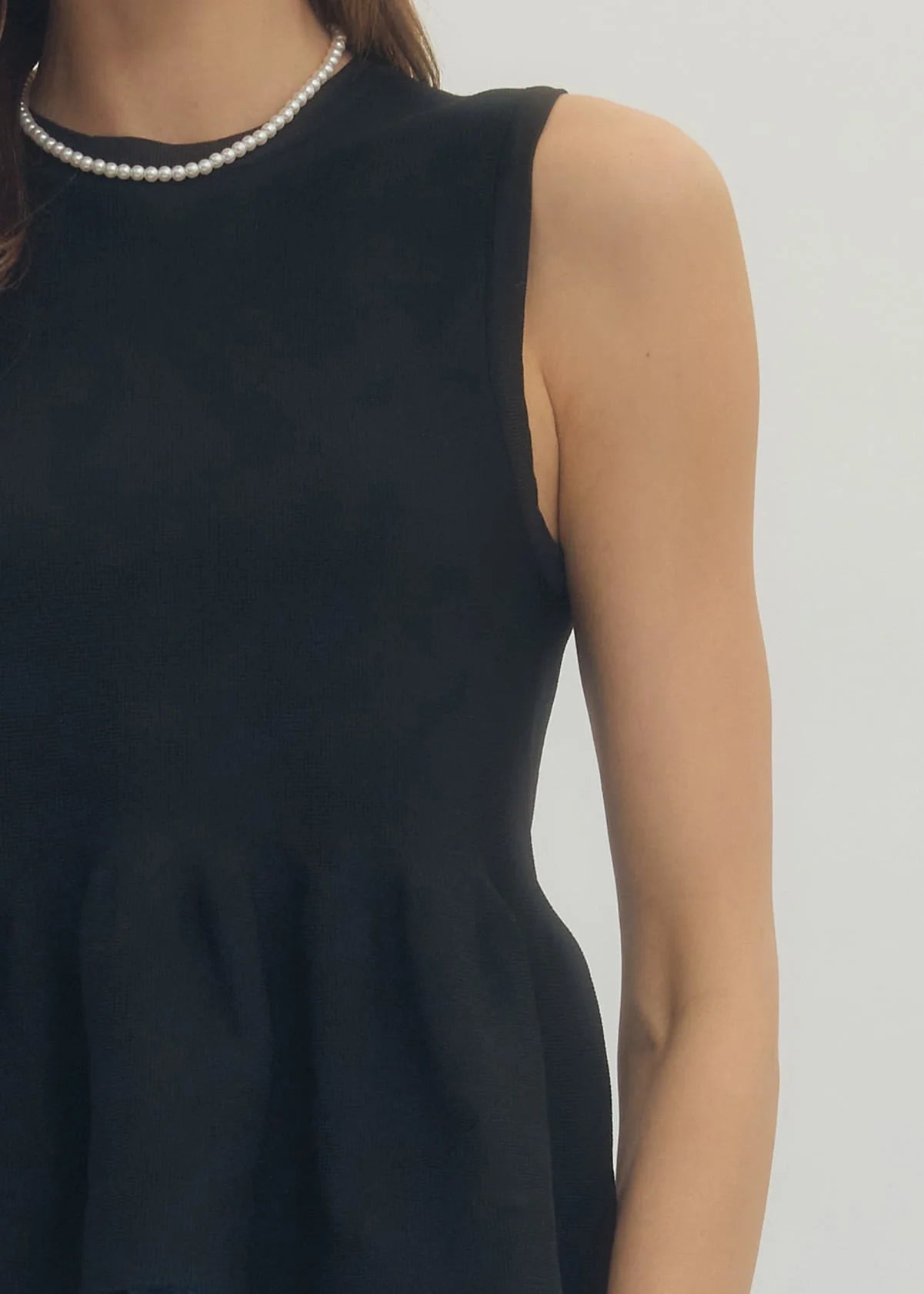 Peplum Sleeveless Top - Black - Spinout