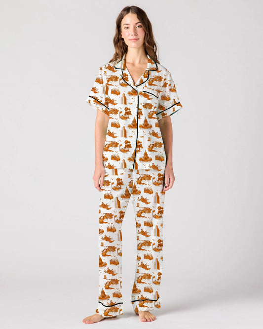 Austin Toile Pajama Pants Set - Burnt Orange