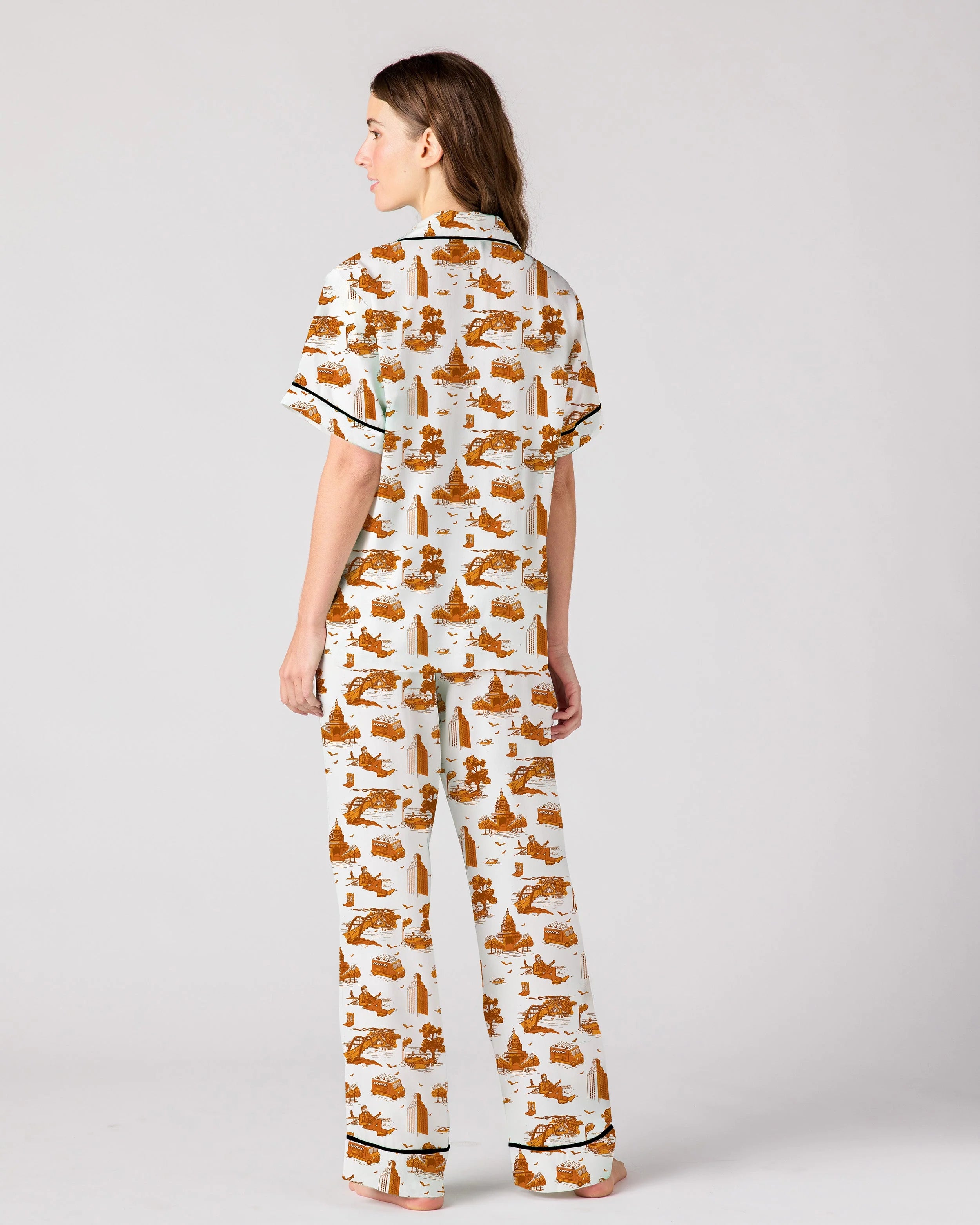 Austin Toile Pajama Pants Set - Burnt Orange