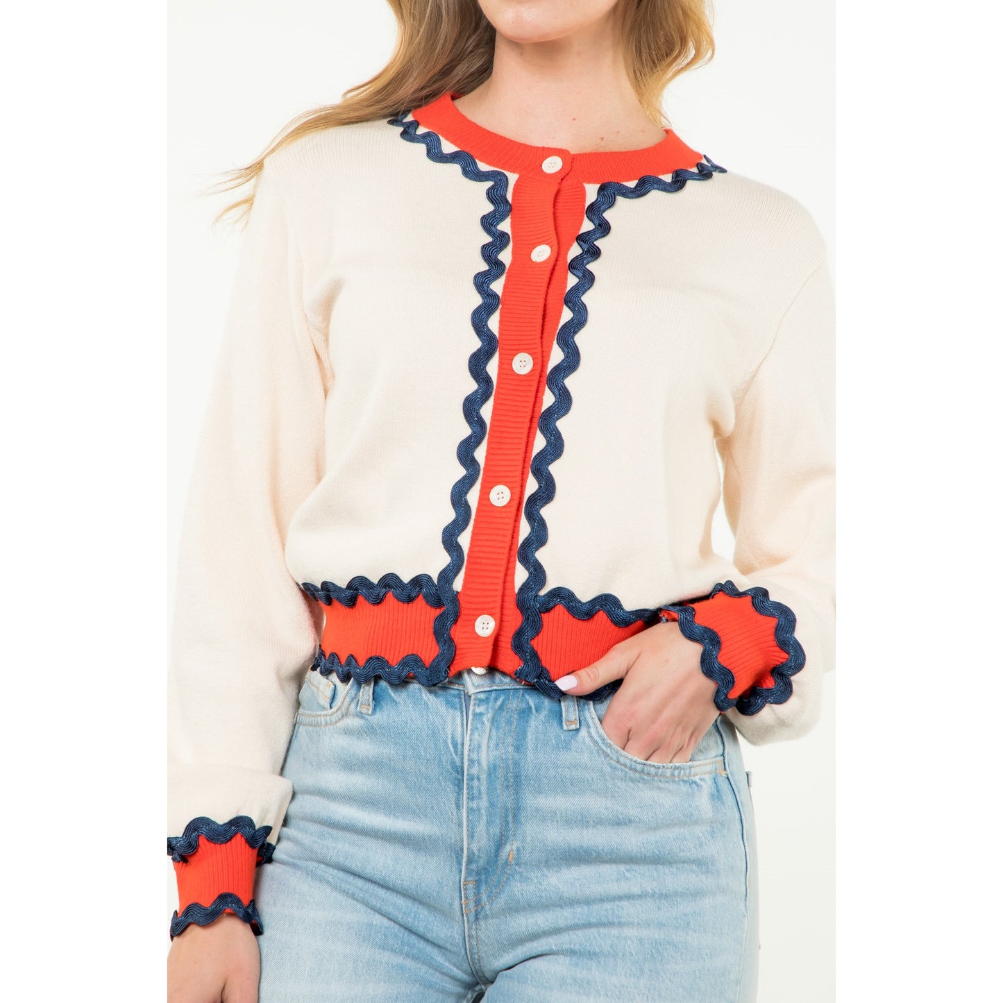 THML - Button Up Knit Cardigan - Cream