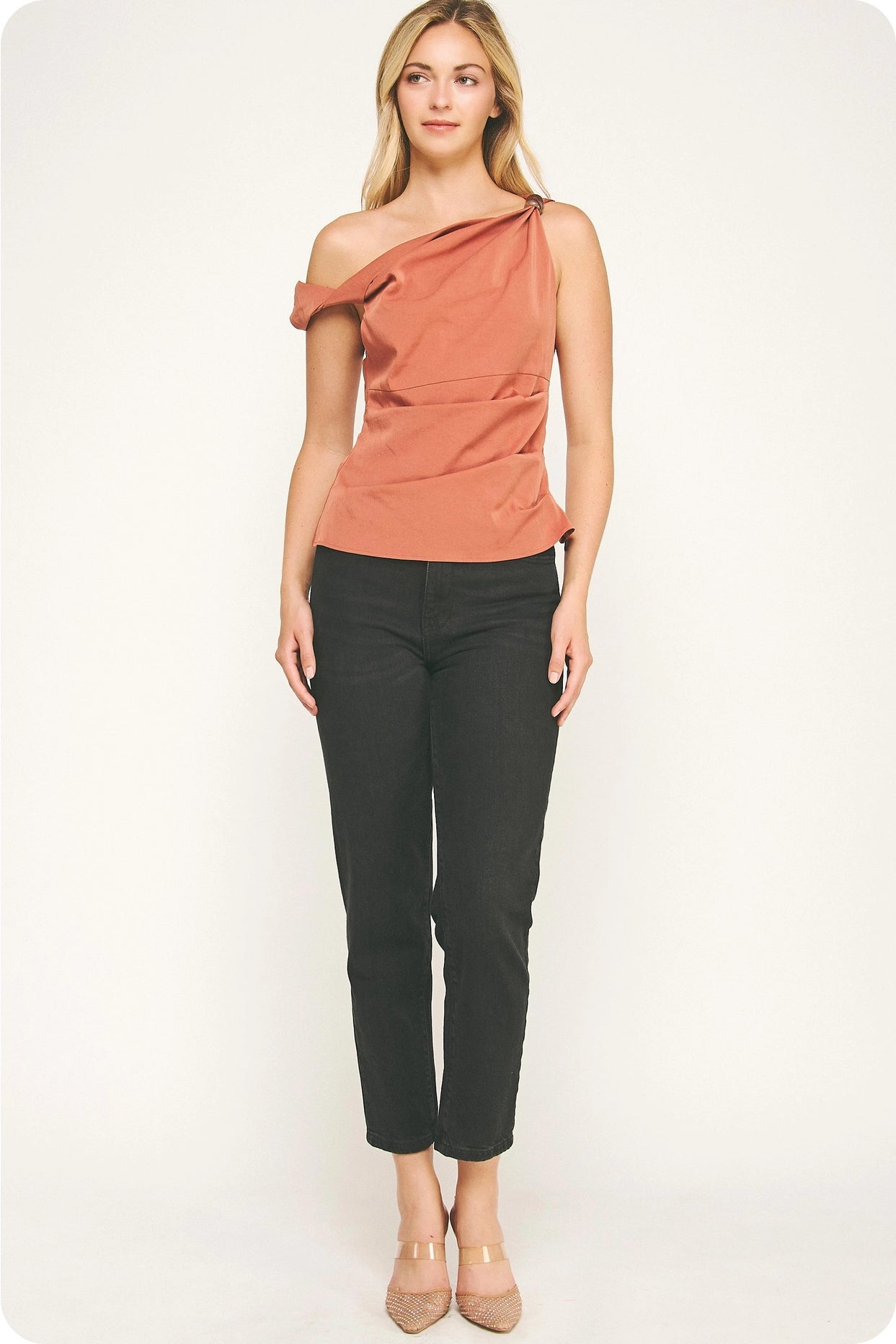 Asymmetric Twisted Bead Top - Terracotta